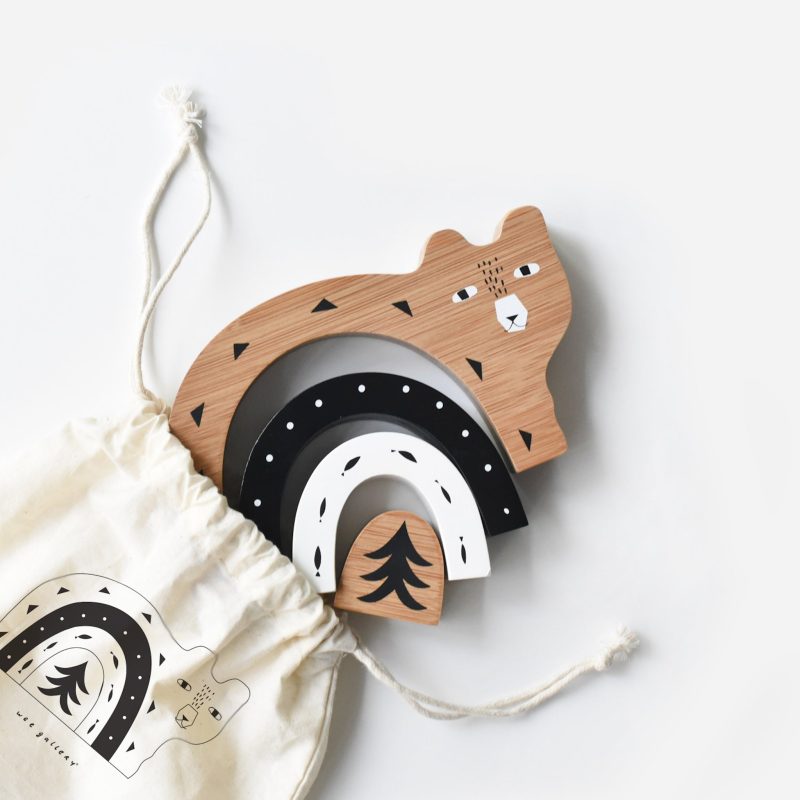 Bamboo Nesting Bear toddler toy with gift Bag