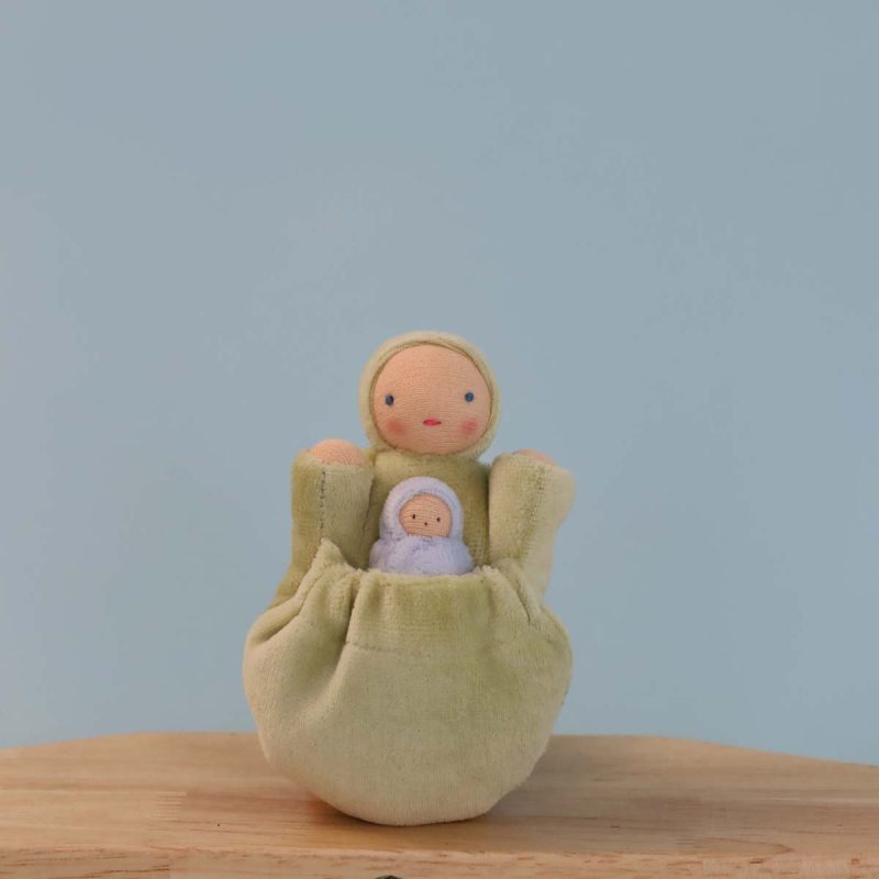 FairyshadowPocketMamaWaldorfDoll PastelGreen Peach