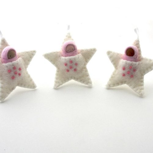 FairyshadowWhiteEmbroideredStarOrnament Pink