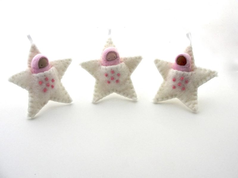 FairyshadowWhiteEmbroideredStarOrnament Pink