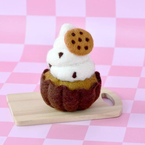 Felt Chocolate Chips Cookie Cupcake