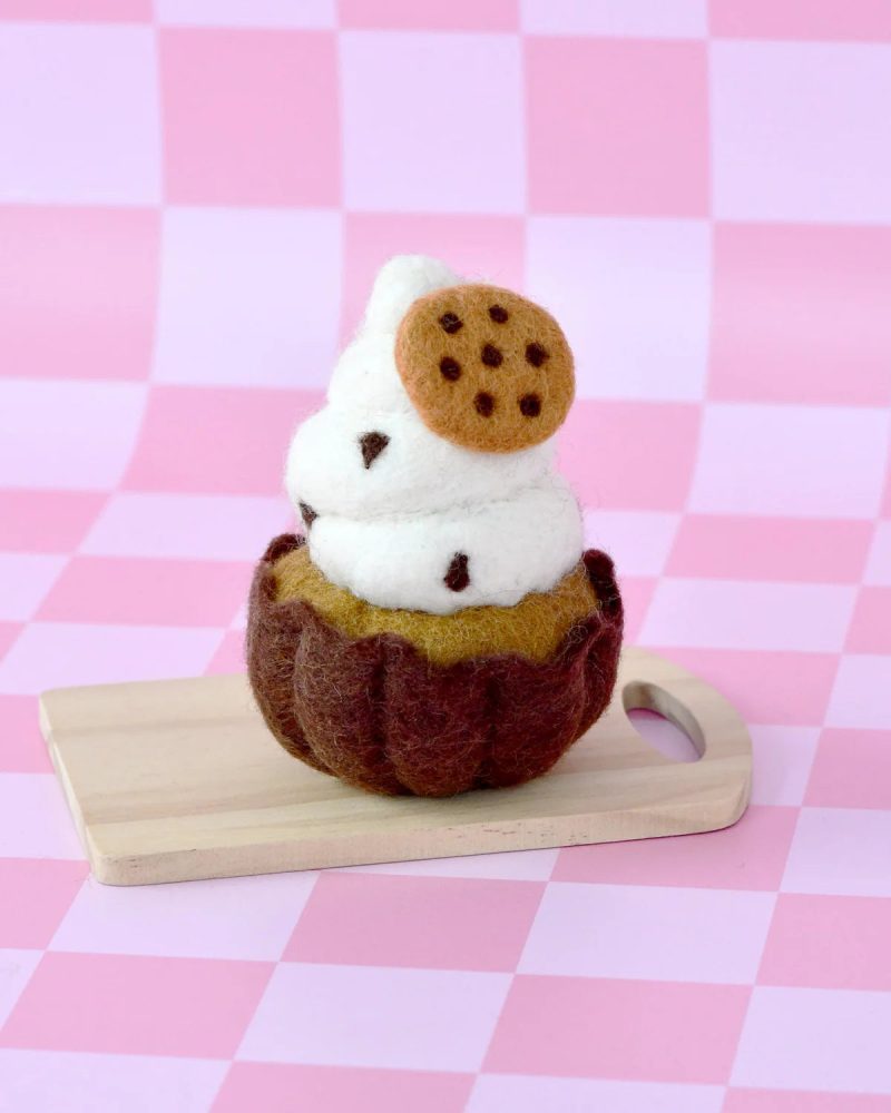 Felt Chocolate Chips Cookie Cupcake