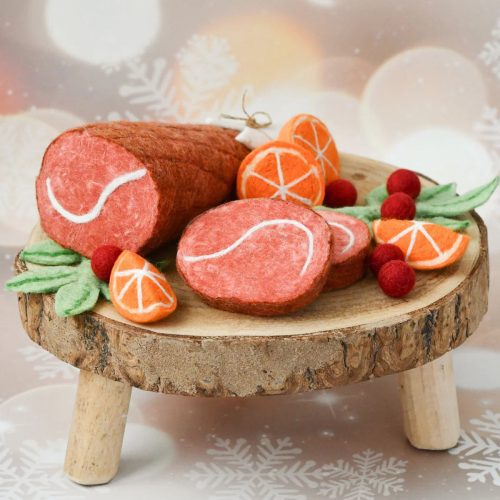 Felt Christmas Ham Feast Play Food Set 3