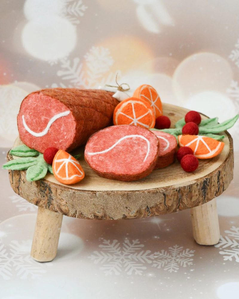 Felt Christmas Ham Feast Play Food Set 3