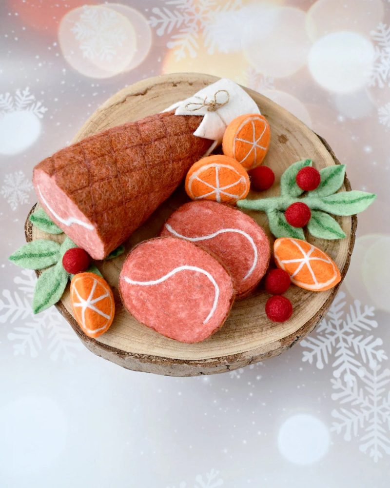 Felt Christmas Ham Feast Play Food Set 4