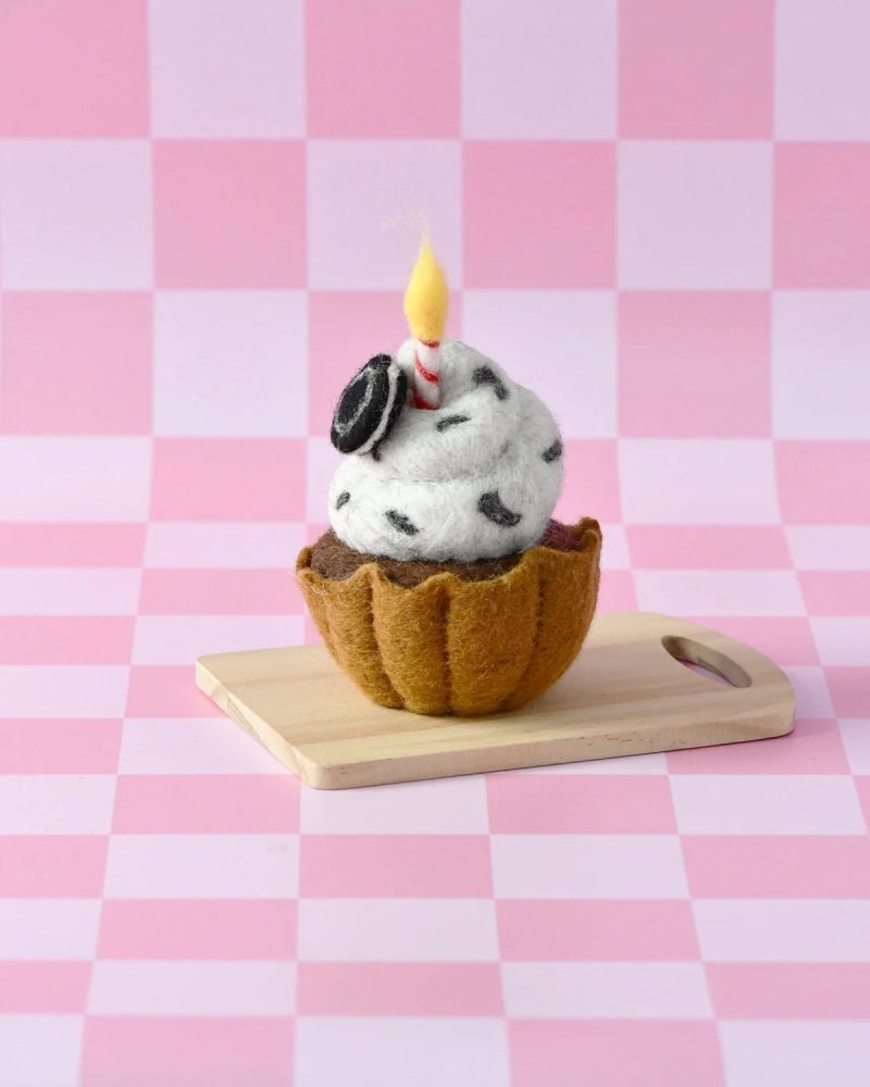 Felt Cookies Cream Cupcake Candle