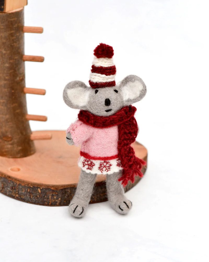 Felt Pocket Winter Koala Pink Dress 3 1