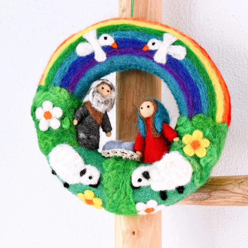 FeltChristmasRainbowNativityWreath