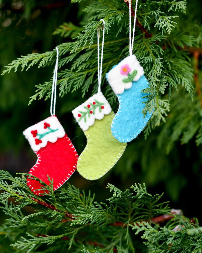 FeltChristmasStockingOrnamentsB Setof3