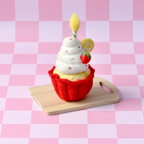 FeltGiantStrawberryCupcakewithCandle