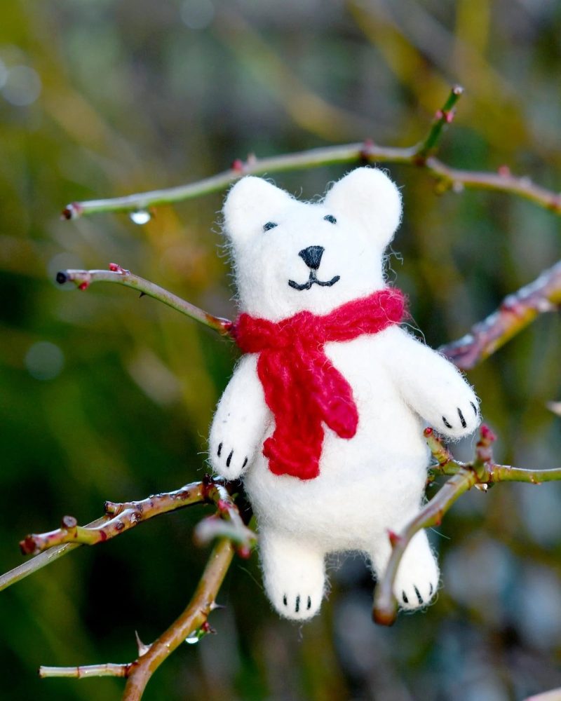 FeltPolarBearwithRedScarfToy