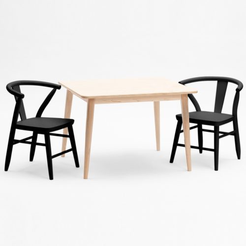 Milton and Goose Crescent Kids Natural Wood Table Black Chairs