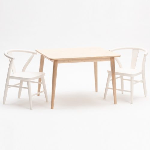 Milton and Goose Crescent Kids Natural Wood Table White Chairs