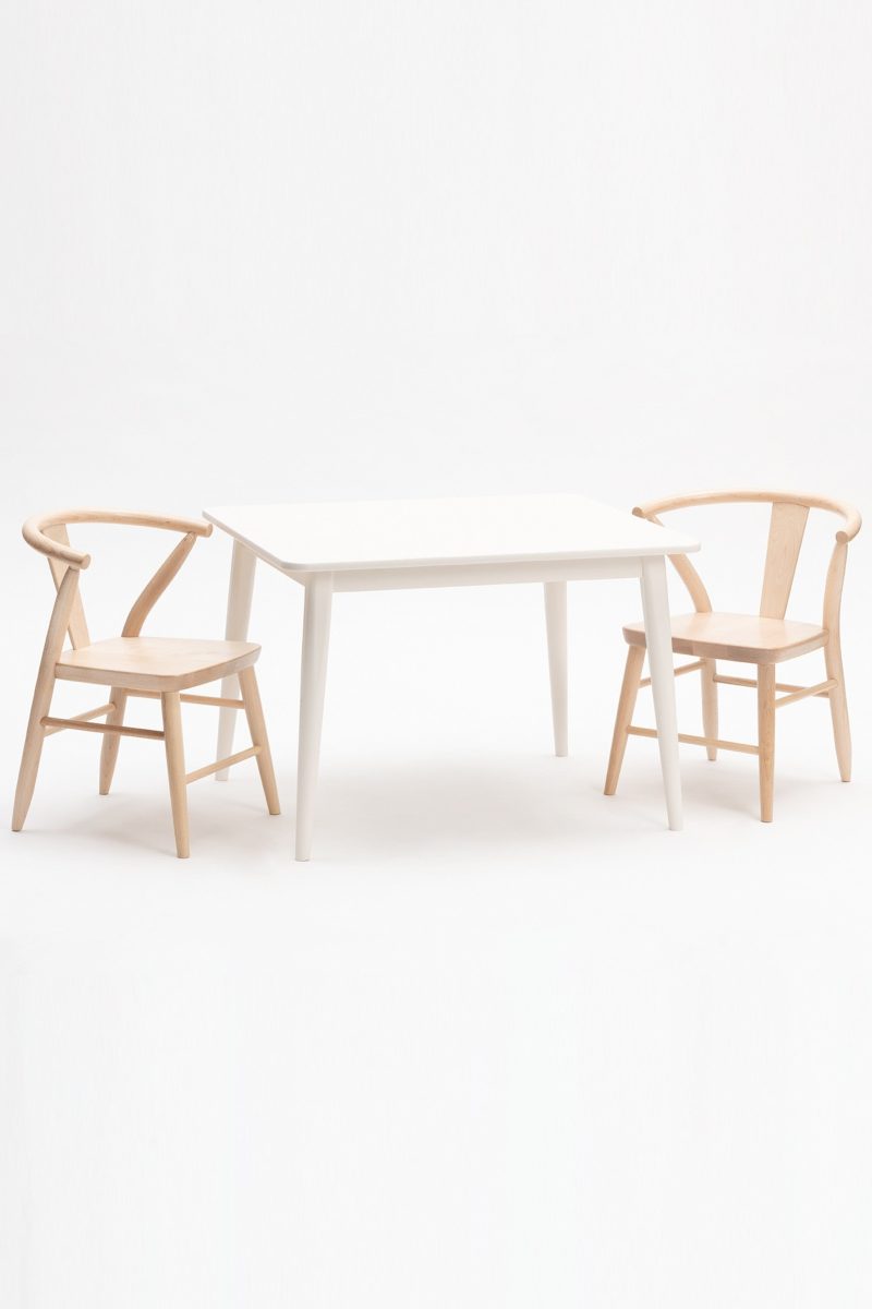 Milton and Goose Crescent Kids Table Chairs White Natural Wood