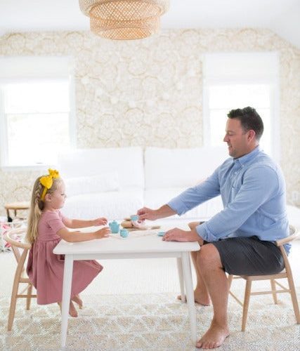 Milton and Goose Crescent Table white chairs natural lifestyle2