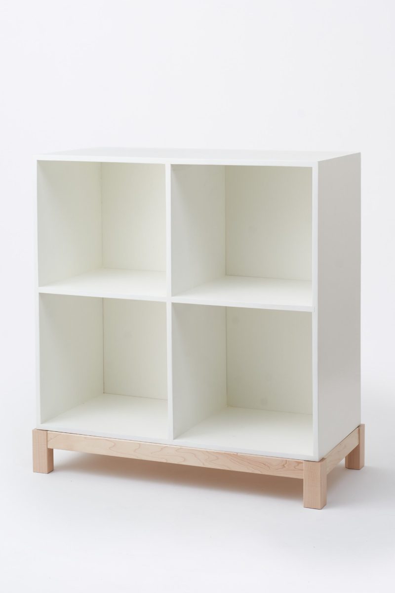 Milton and Goose Wooden Cubby Bookshelf White Angled