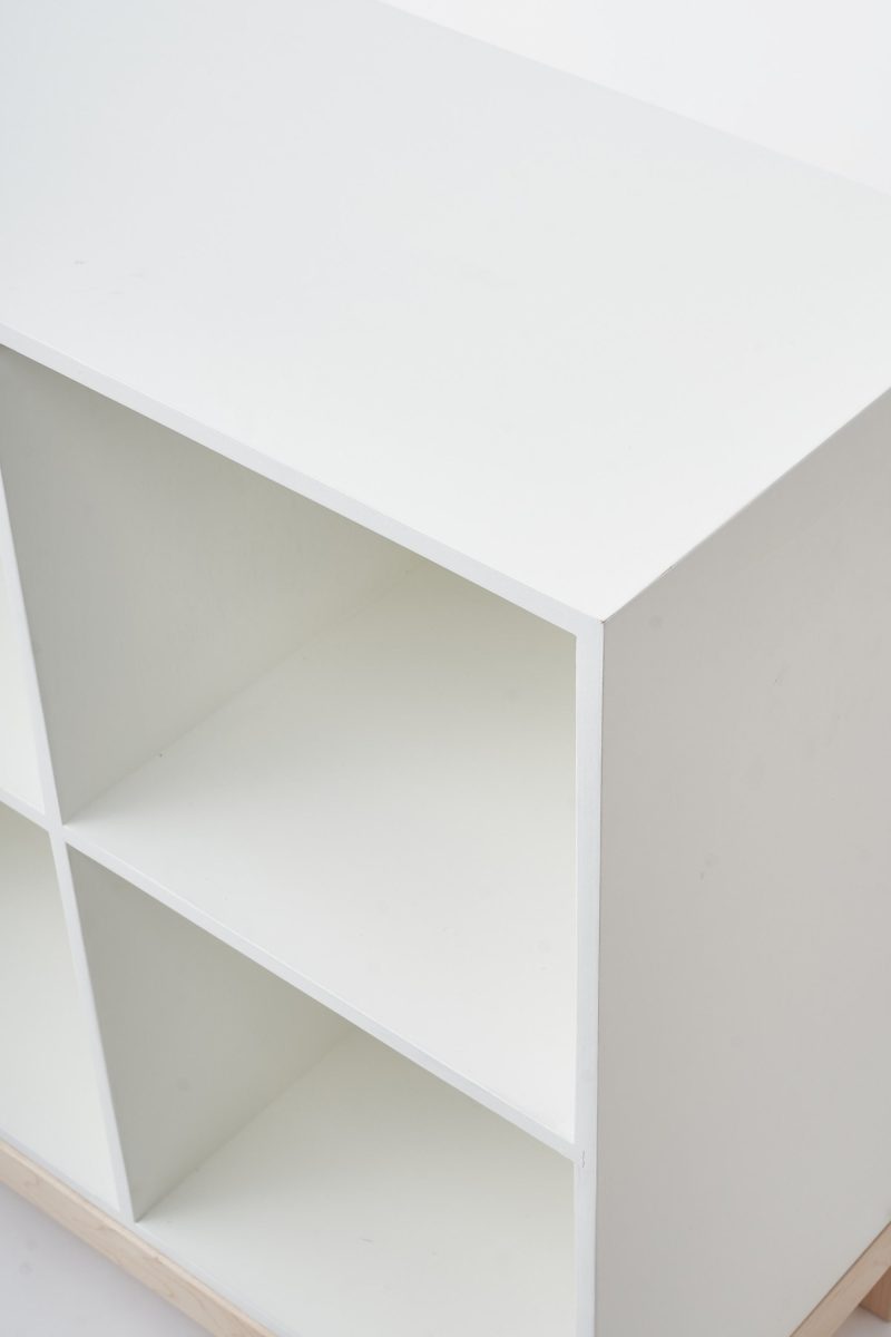 Milton and Goose Wooden Cubby Bookshelf White Detail