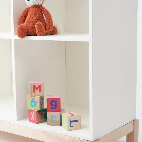 Milton and Goose Wooden Cubby Bookshelf White Styled