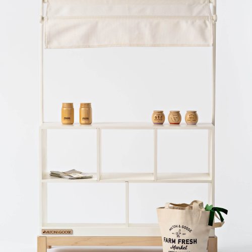 Milton and Goose Wooden Market Stand White White Canopy Styled