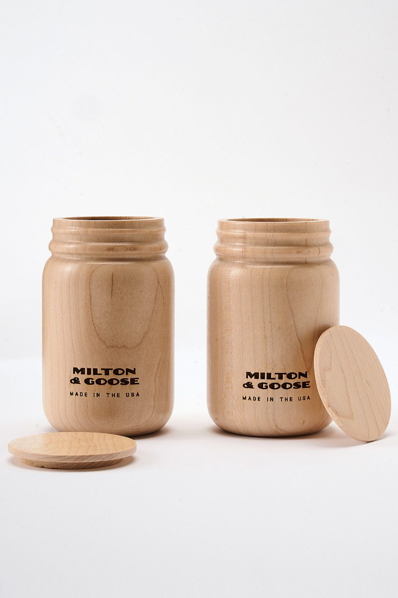 Milton and Goose Wooden Mason Jars Open