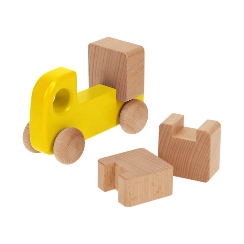 Woodensmalltruckwithblocks yellow