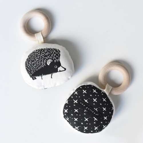 baby organic cotton wood teether hedgehog toy