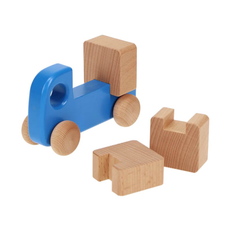 bajo wooden car with blocks blue 2