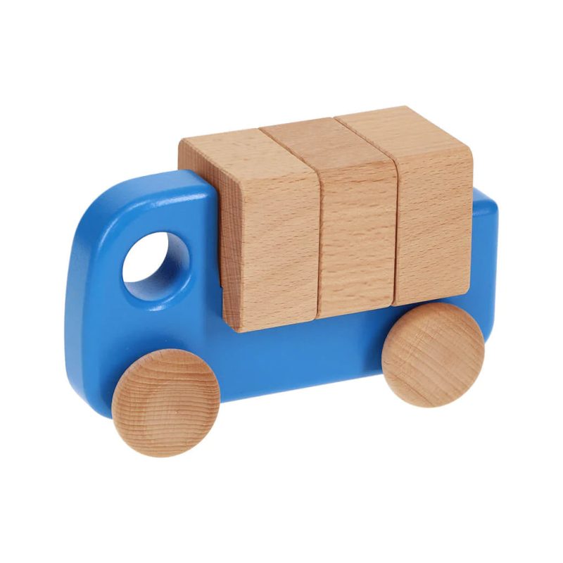 bajo wooden car with blocks blue