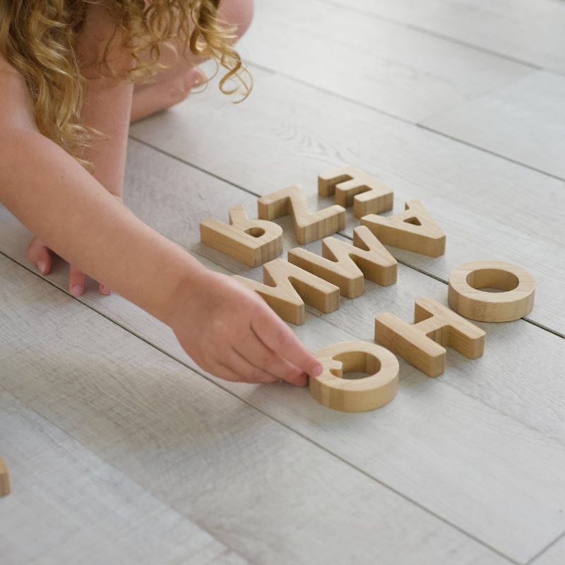 bamboo alphabet learning tool kids wooden toys