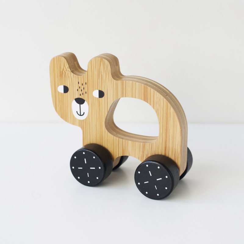 bear push toy wooden toys for baby toddler development 1