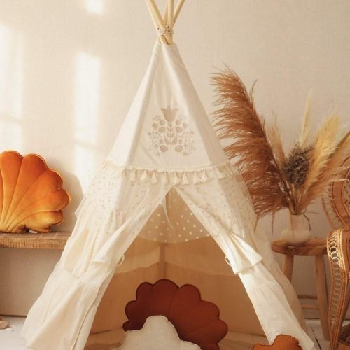 boho teepee with frills and seashell mat set 115664