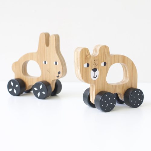 bunny and bear push toys wooden rolling toy for baby toddler 2