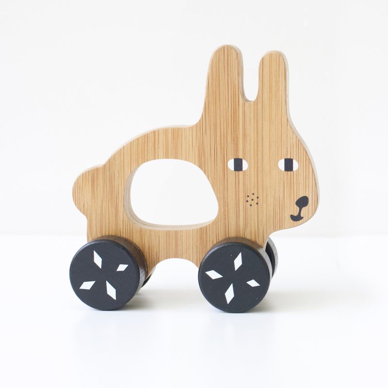 bunny push toy wood rolling toddler toy 2