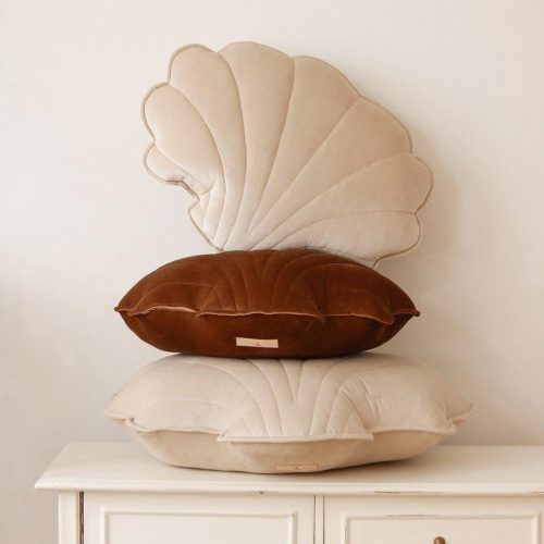 cream pearl velvet shell cushion 357093