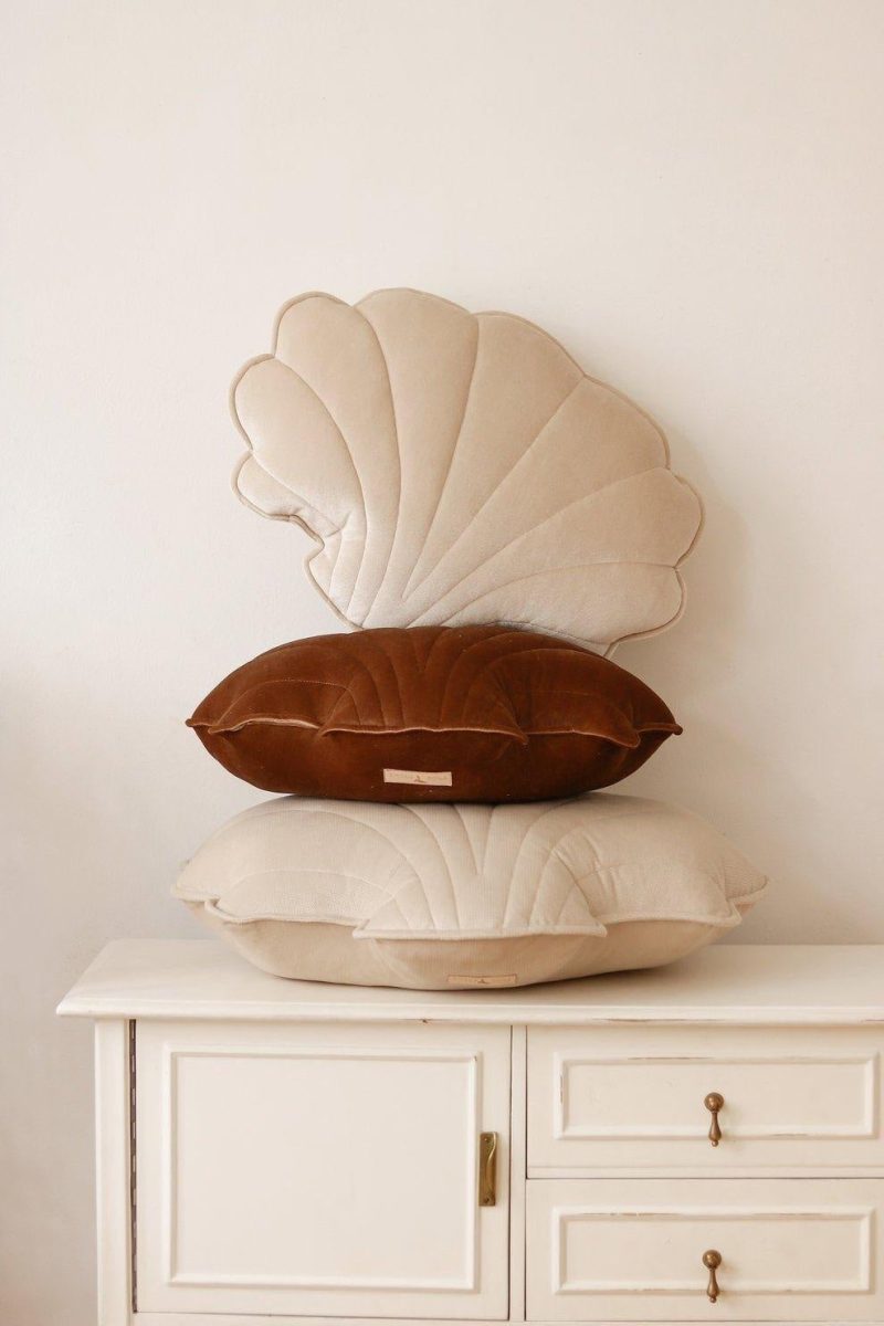 cream pearl velvet shell cushion 357093