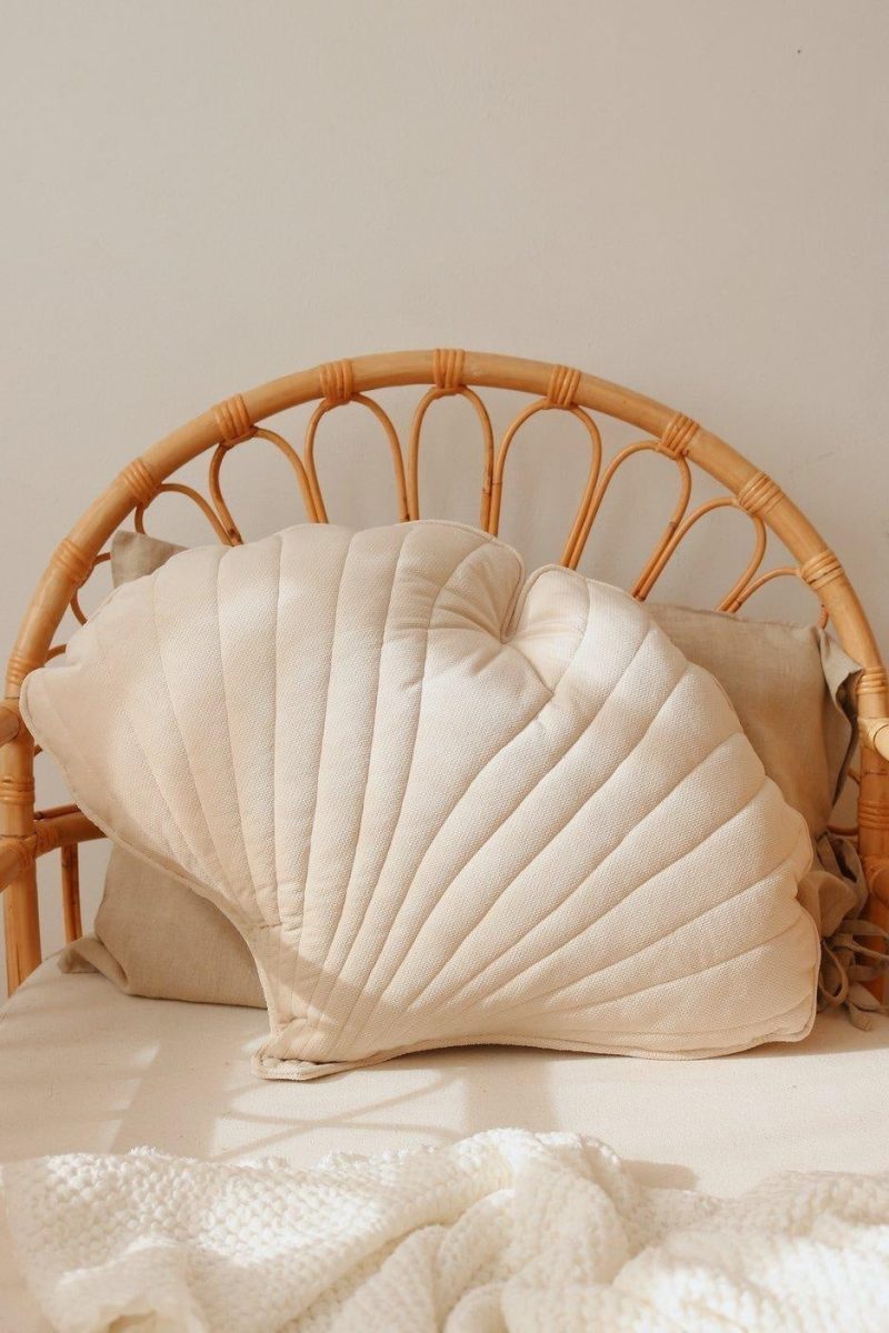 cream velvet ginkgo leaf cushion 102414