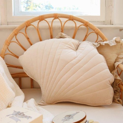 cream velvet ginkgo leaf cushion 109706