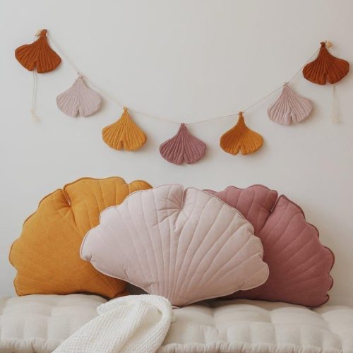 cream velvet ginkgo leaf cushion 323370