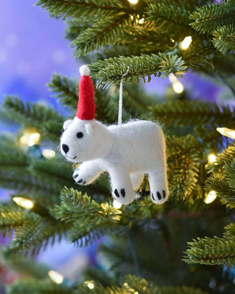 felt polar bear ornament 2