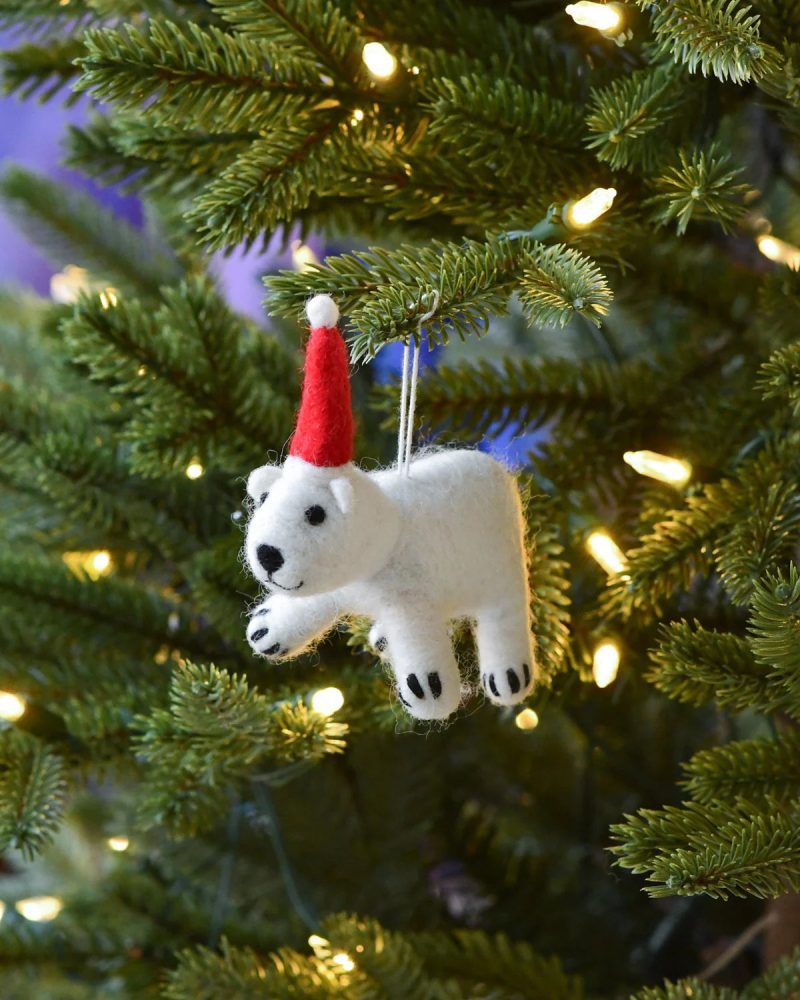 felt polar bear ornament