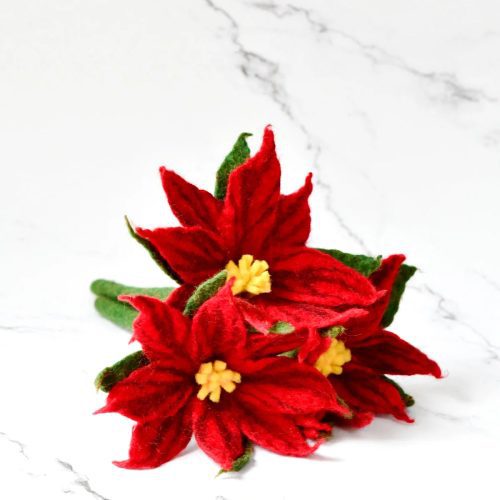 felt red poinsettia flowers 3