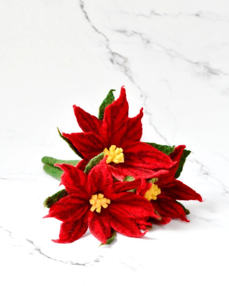 felt red poinsettia flowers 3