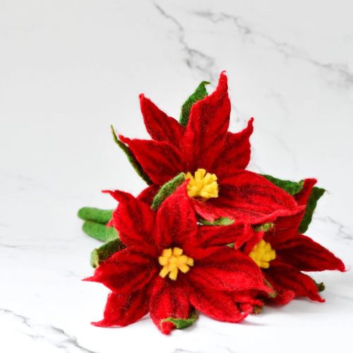 felt red poinsettia flowers