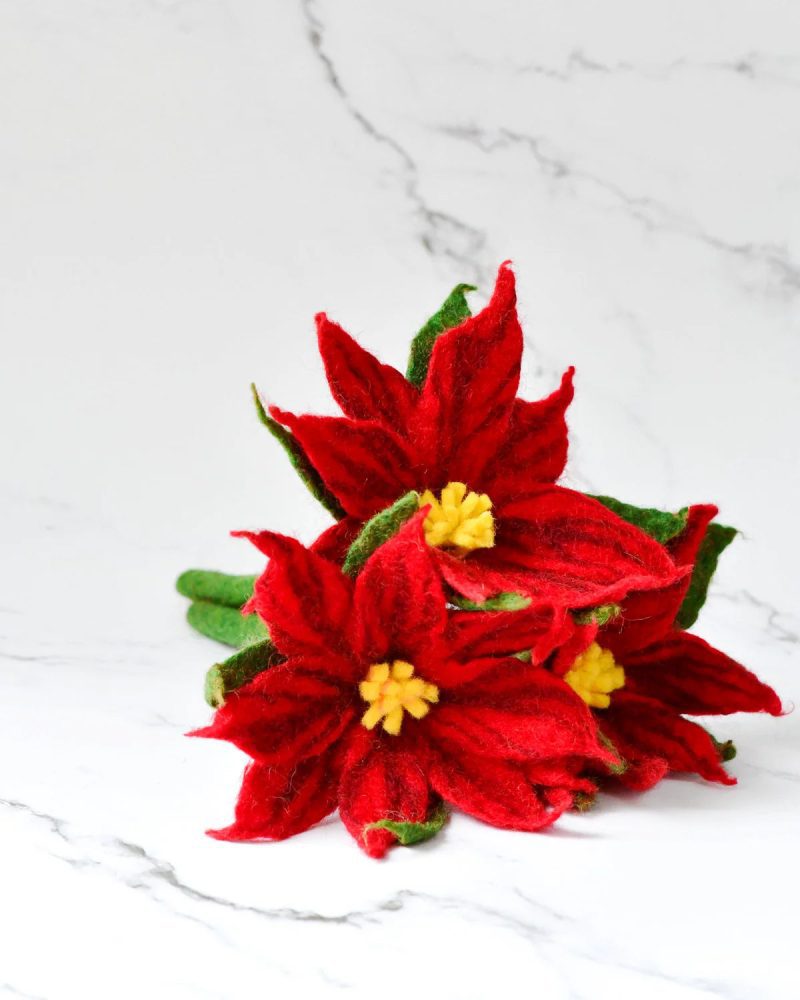 felt red poinsettia flowers