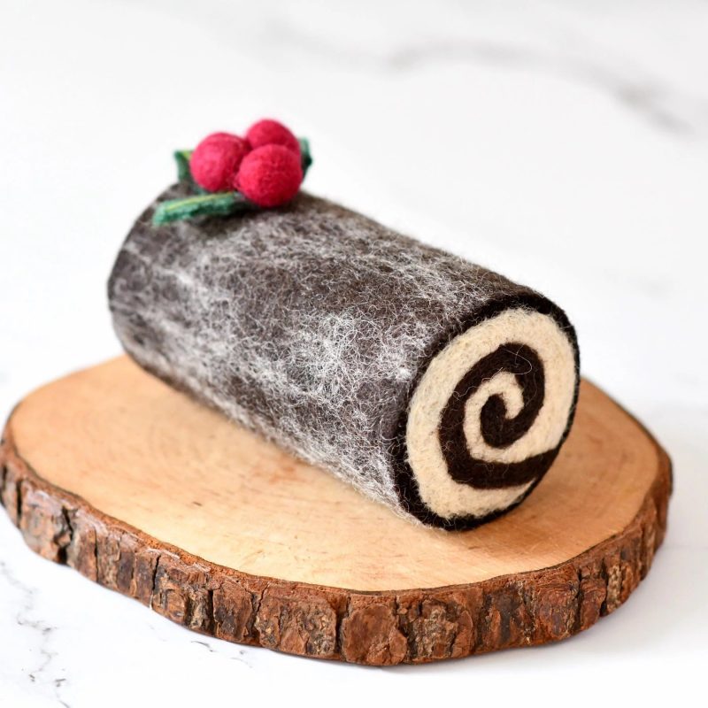 felt yule log cake