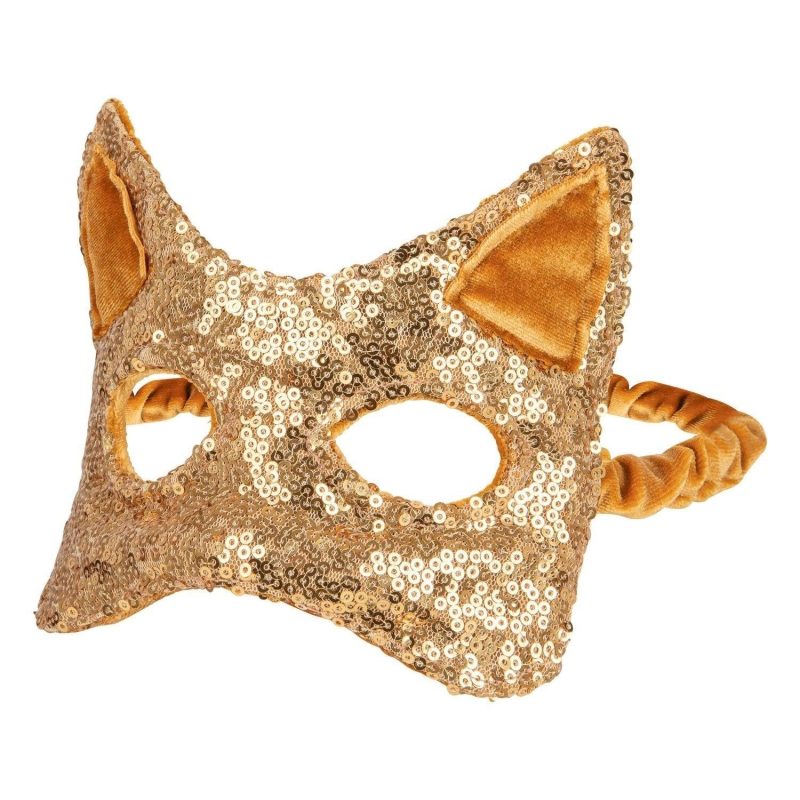 gold sequins cat mask 102332