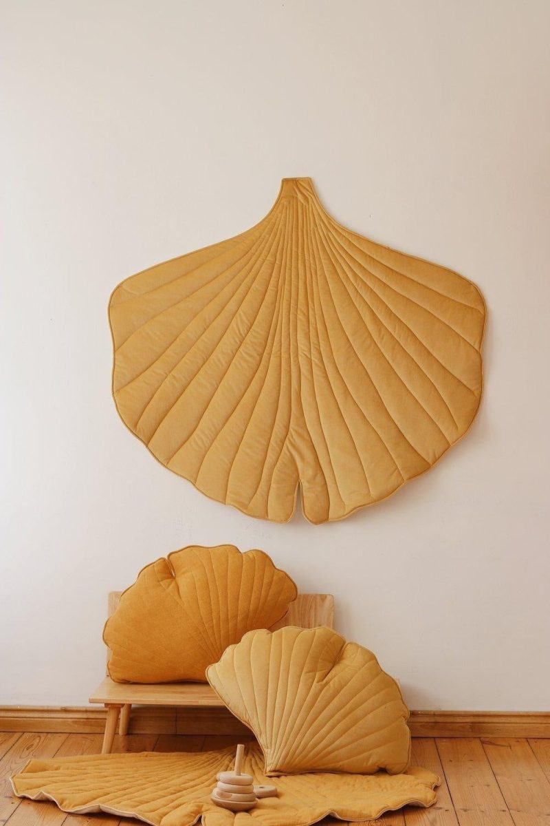 honey velvet ginkgo leaf cushion 176065