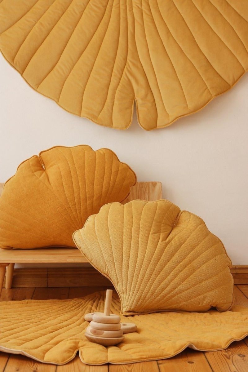 honey velvet ginkgo leaf cushion 262216