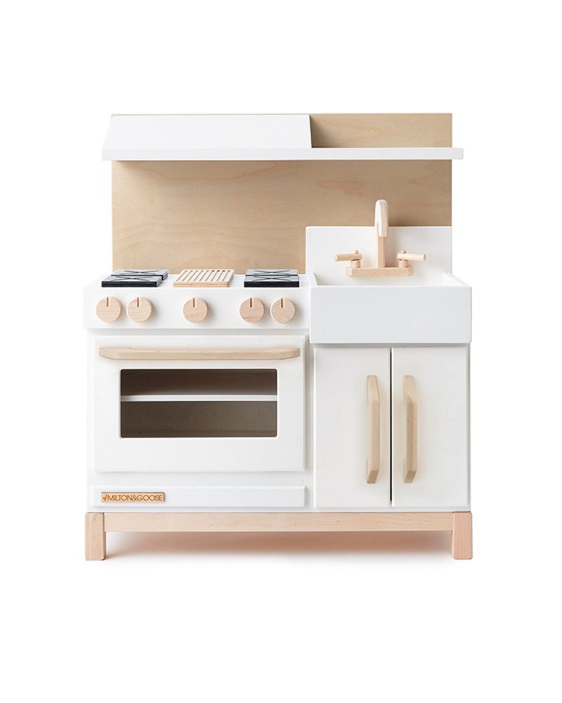 milton and goose essential play kitchen with hood white