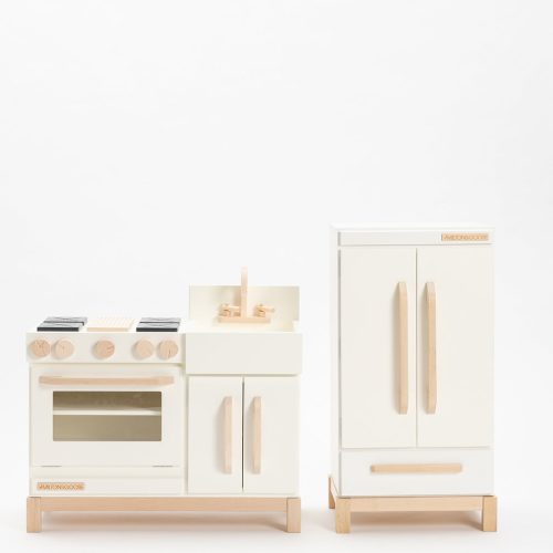 milton and goose essential play kitchen with refrigerator white